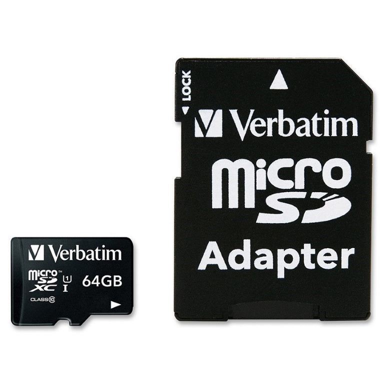 Verbatim 64GB Micro SDXC Card Class 10 UHS-I With Adaptor Up to 45MB/Sec 300X read speed - Flash...