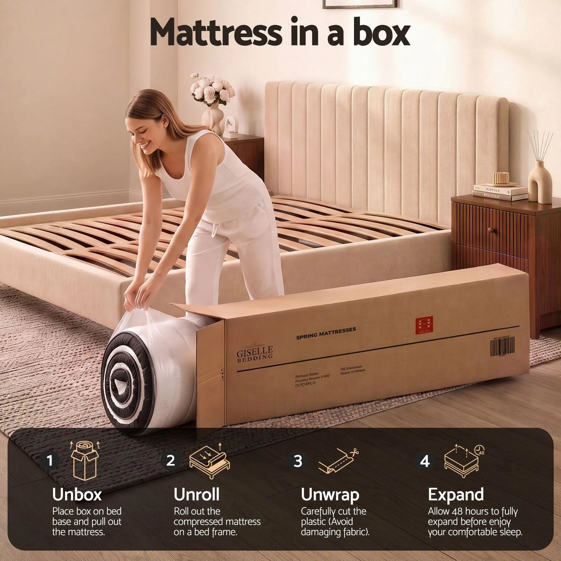 Giselle 18cm Double Memory Foam Mattress Dual Feel Reversible Charcoal Foam - Image 8