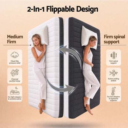 Giselle 18cm King Memory Foam Mattress Dual Feel Reversible Charcoal Foam - Image 2