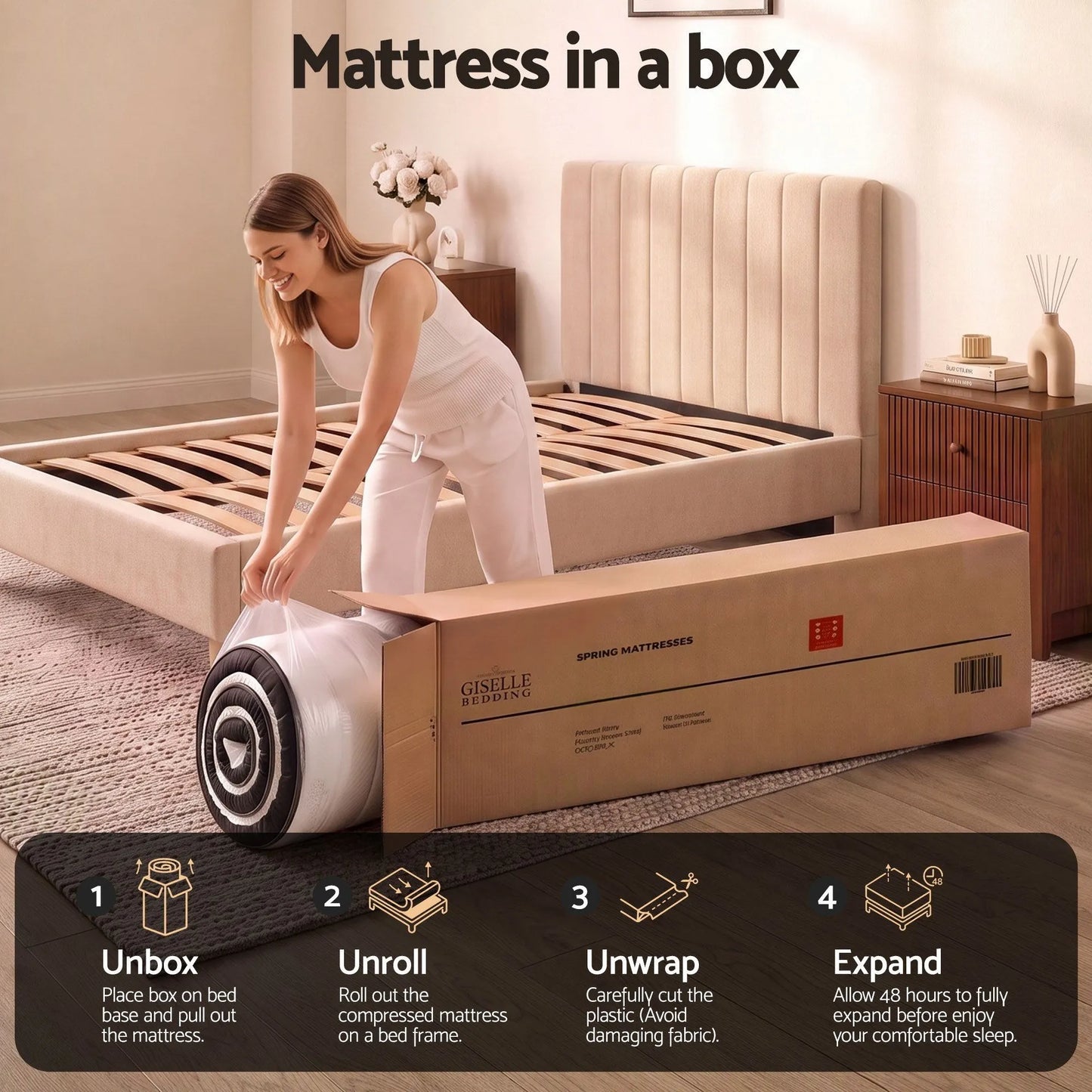 Giselle 18cm King Single Memory Foam Mattress Dual Feel Reversible Charcoal Foam - Image 8