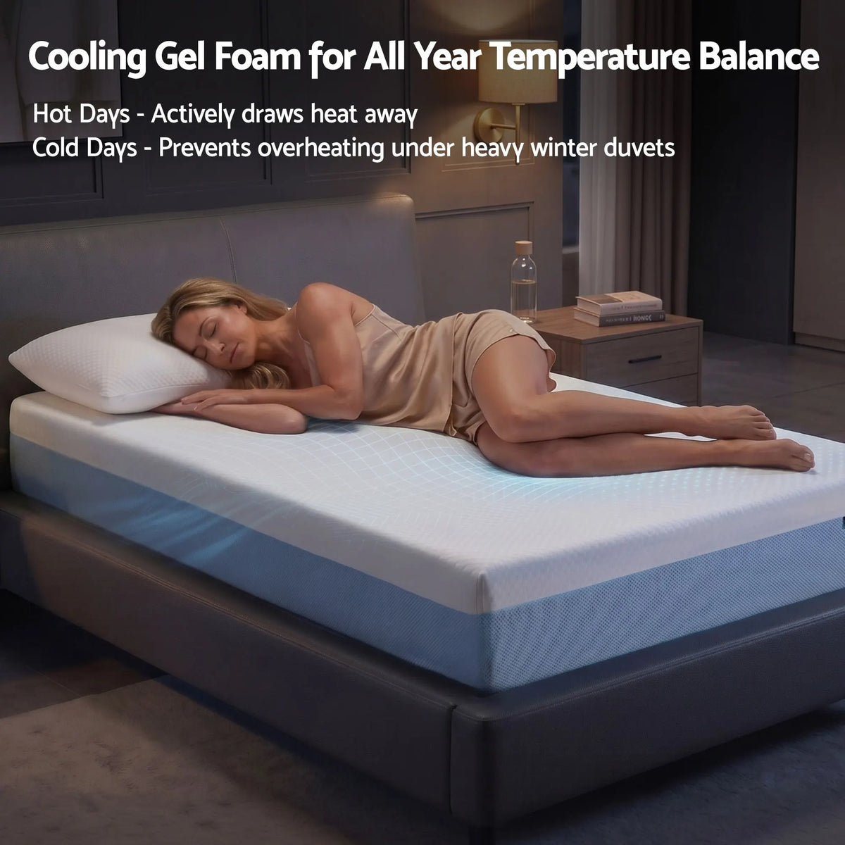 Giselle 22cm Cooling Gel Memory Foam Mattress Single Medium Firm - Image 3