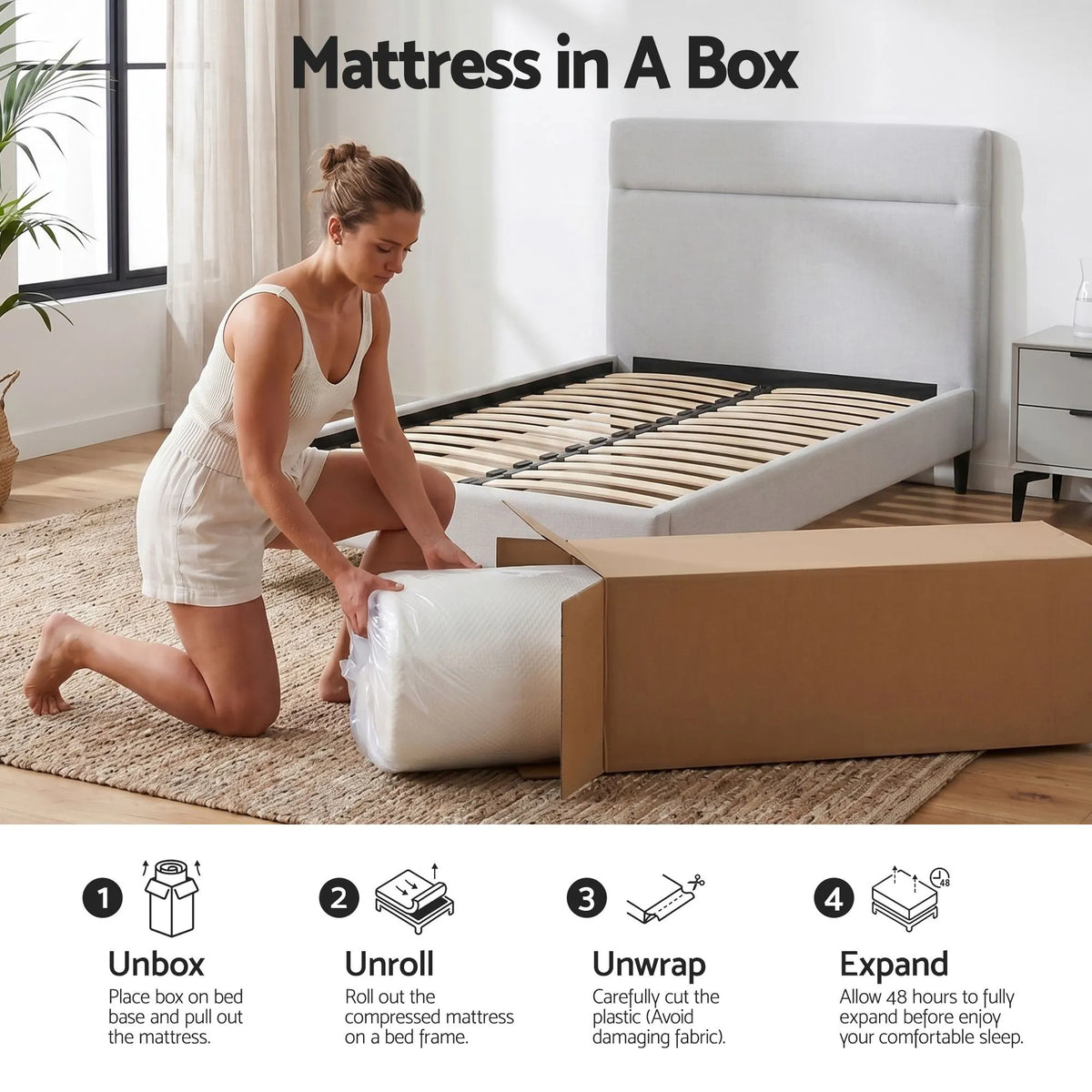 Giselle 22cm Cooling Gel Memory Foam Mattress Single Medium Firm - Image 9