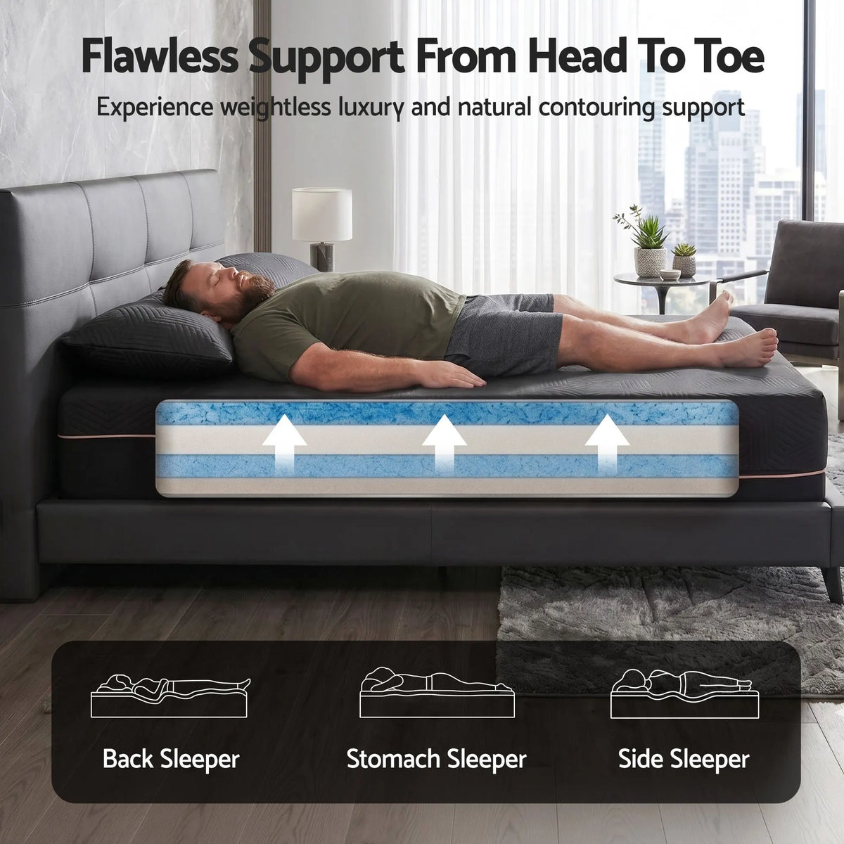 Giselle Double Cooling Memory Foam Mattress Medium Firm with Gel Comfort 30cm - Image 5