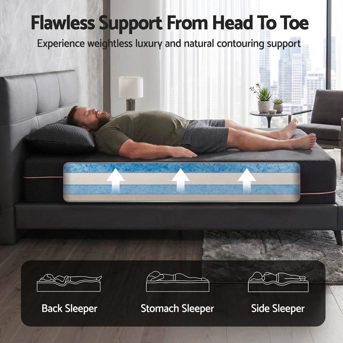 Giselle Single Cooling Memory Foam Mattress Medium Firm with Gel Comfort 30cm - Image 5