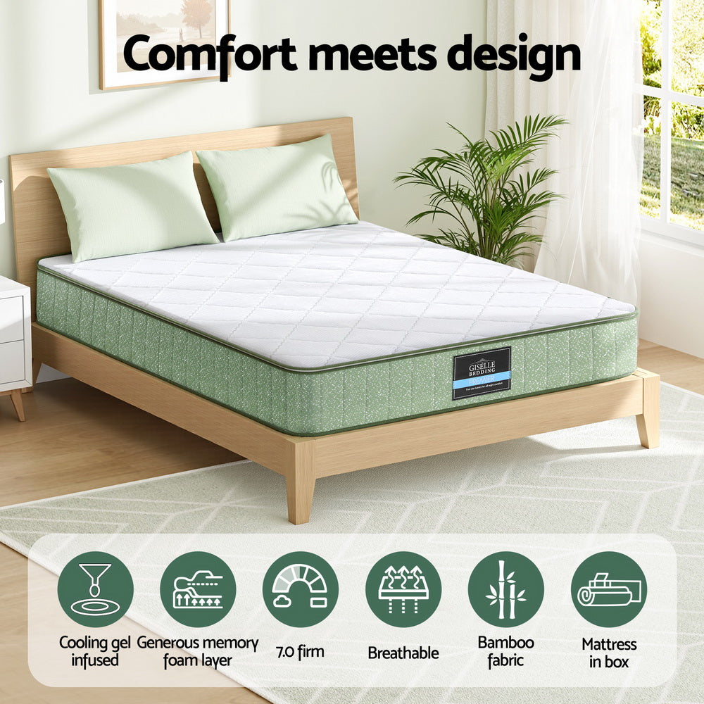 Giselle 25cm Memory Foam Mattress Dual Layer Zipper Cover Cool Charcoal Foam Mattresses Double - Image 4