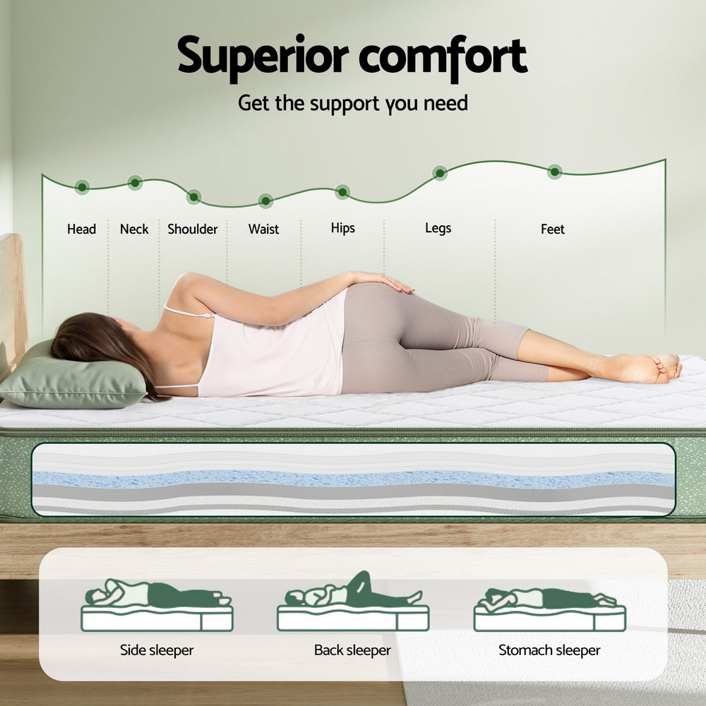 Giselle 25cm Memory Foam Mattress Dual Layer Zipper Cover Cool Charcoal Foam Mattresses Queen - Image 6