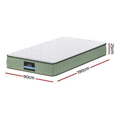 Giselle 25cm Memory Foam Mattress Dual Layer Zipper Cover Cool Charcoal Foam Mattresses Single - Image 2