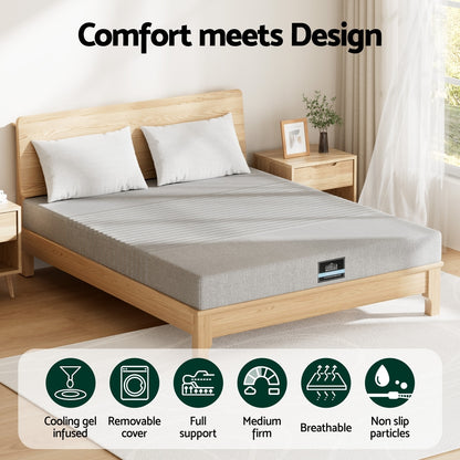 Giselle Bedding Cool Gel Memory Foam Mattress Charcoal 7-Zone Washable Bamboo Cover 15cm Double - Image 5