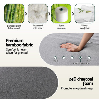 Giselle Bedding Cool Gel Memory Foam Mattress Charcoal 7-Zone Washable Bamboo Cover 15cm Double - Image 8