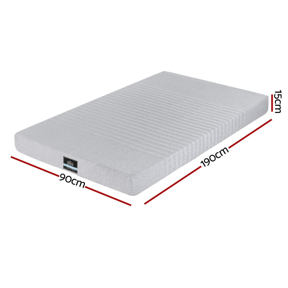 Giselle Bedding Cool Gel Memory Foam Mattress Charcoal 7-Zone Washable Bamboo Cover 15cm Single - Image 3