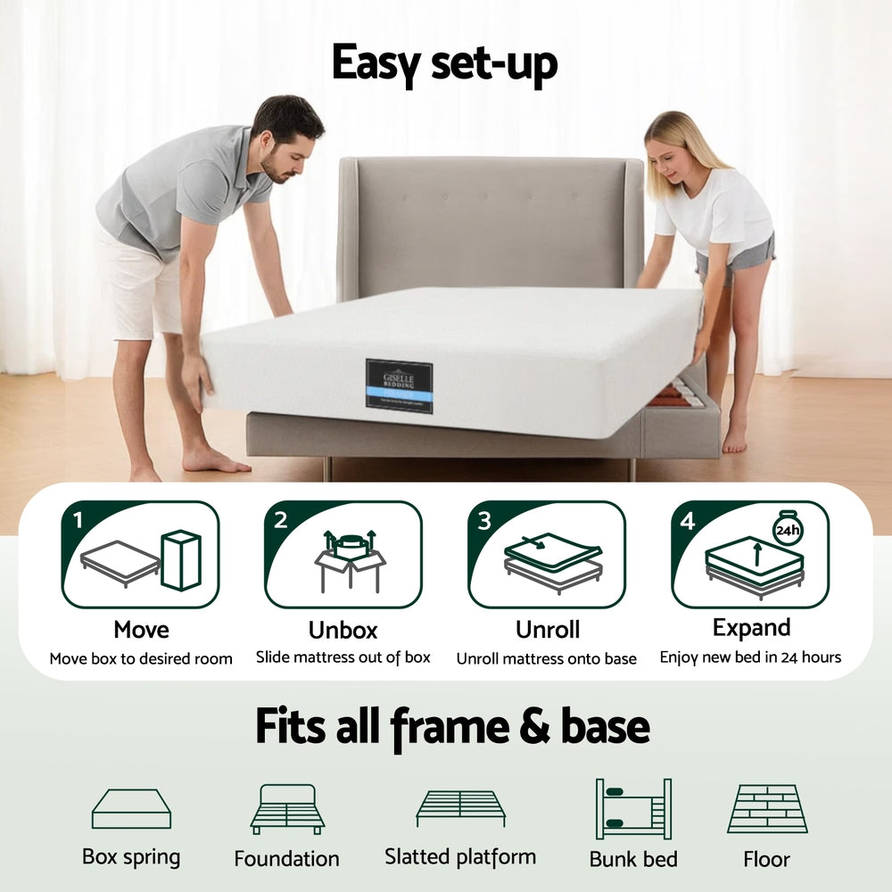 Giselle 20cm Memory Foam Mattress Green Tea King Single - Image 6
