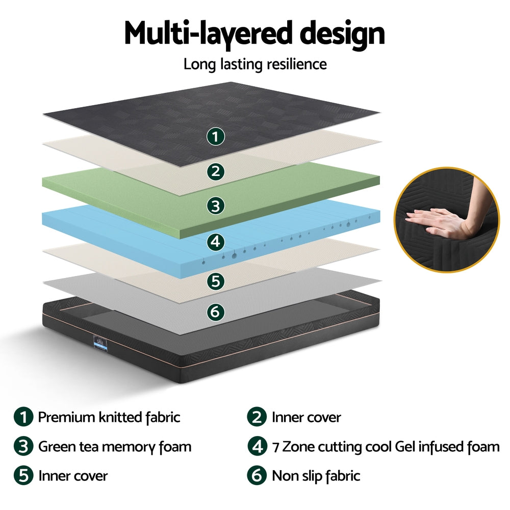 Giselle 18cm Memory Foam Mattress Green Tea Foam Cool Gel Foam Mattresses King - Image 5