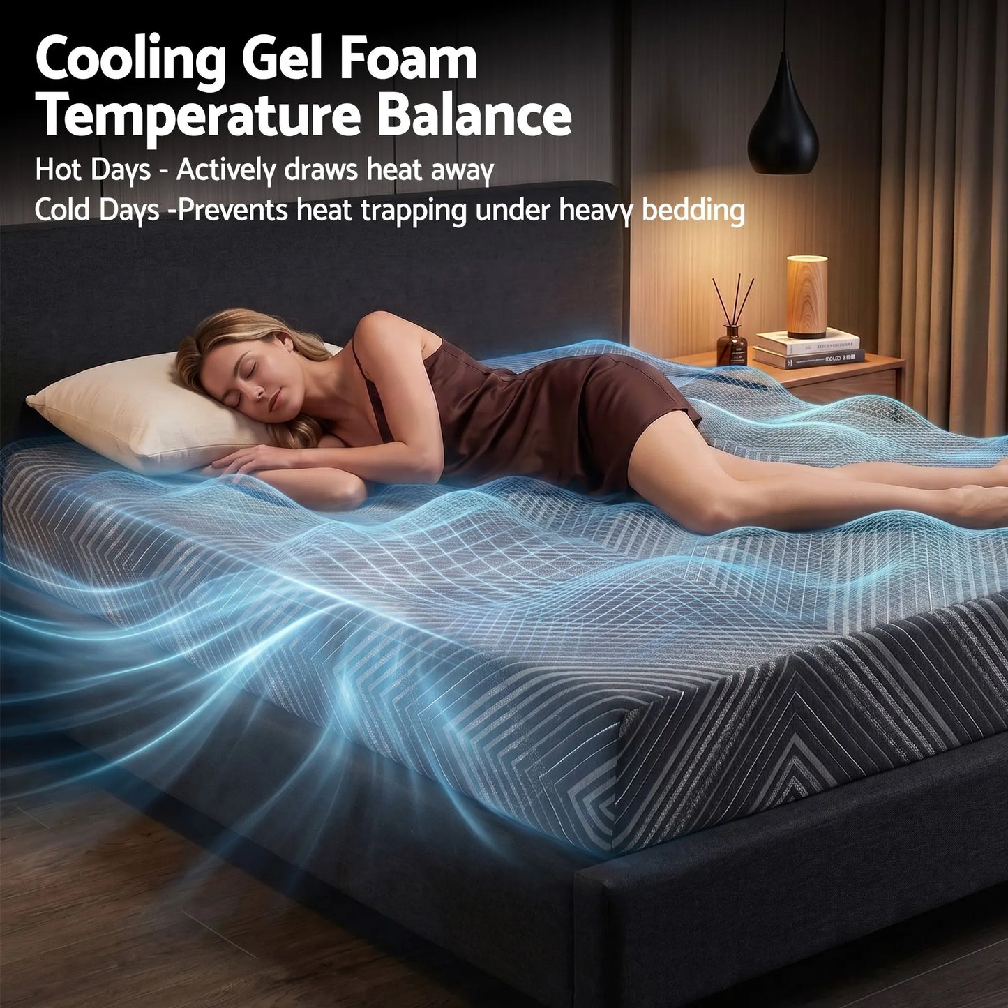 Giselle 25cm King Single Memory Foam Mattress Gel Infused Foam Removable Cover - Image 3