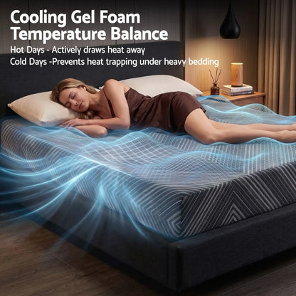 Giselle 25cm Queen Memory Foam Mattress Gel Infused Foam Removable Cover - Image 3