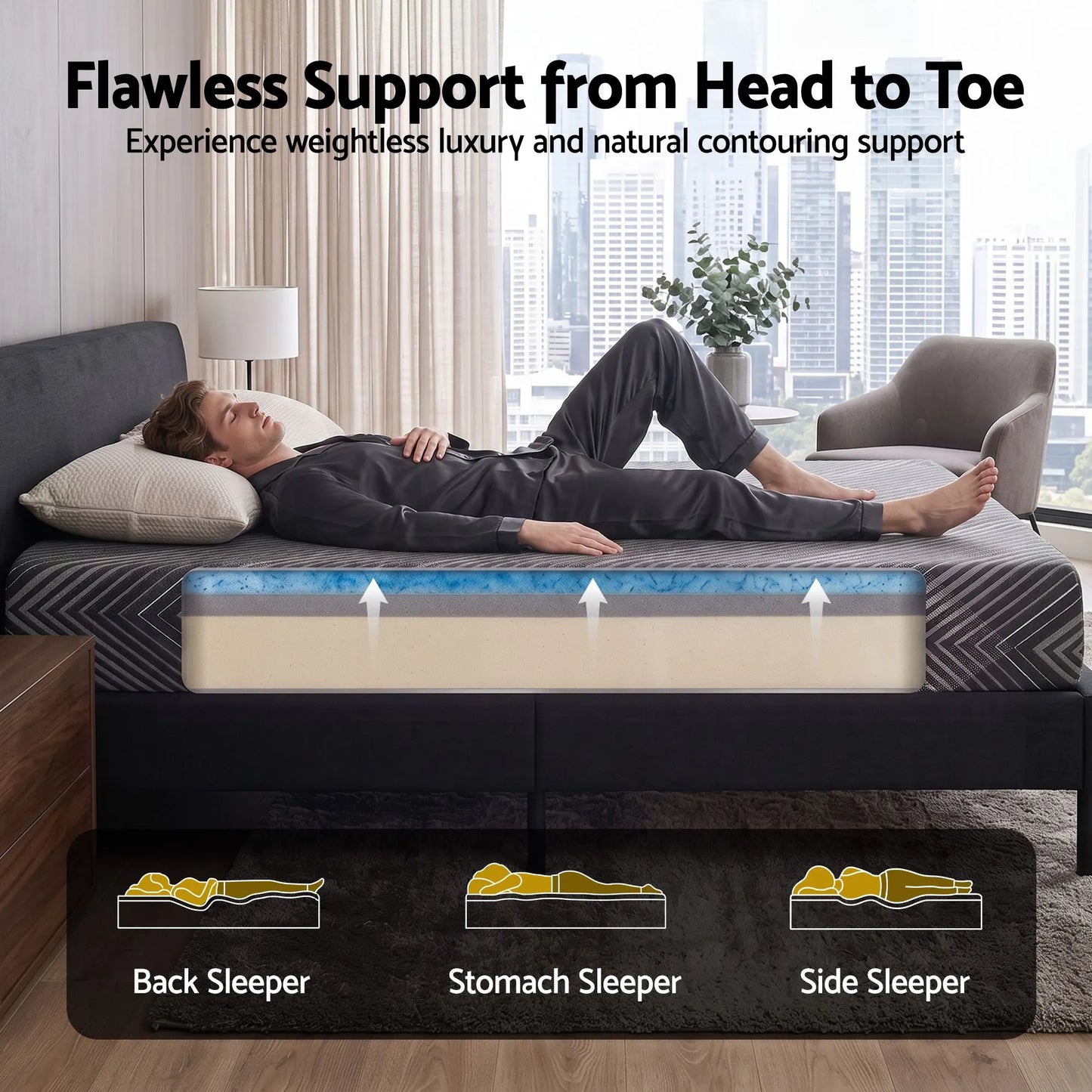 Giselle 25cm Queen Memory Foam Mattress Gel Infused Foam Removable Cover - Image 5