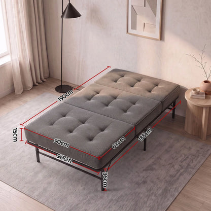 Giselle Single Folding Bed with Mattress Metal Frame Guest Bed 15cm Foam Foldable - Image 2