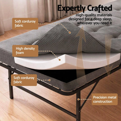 Giselle Single Folding Bed with Mattress Metal Frame Guest Bed 15cm Foam Foldable - Image 4