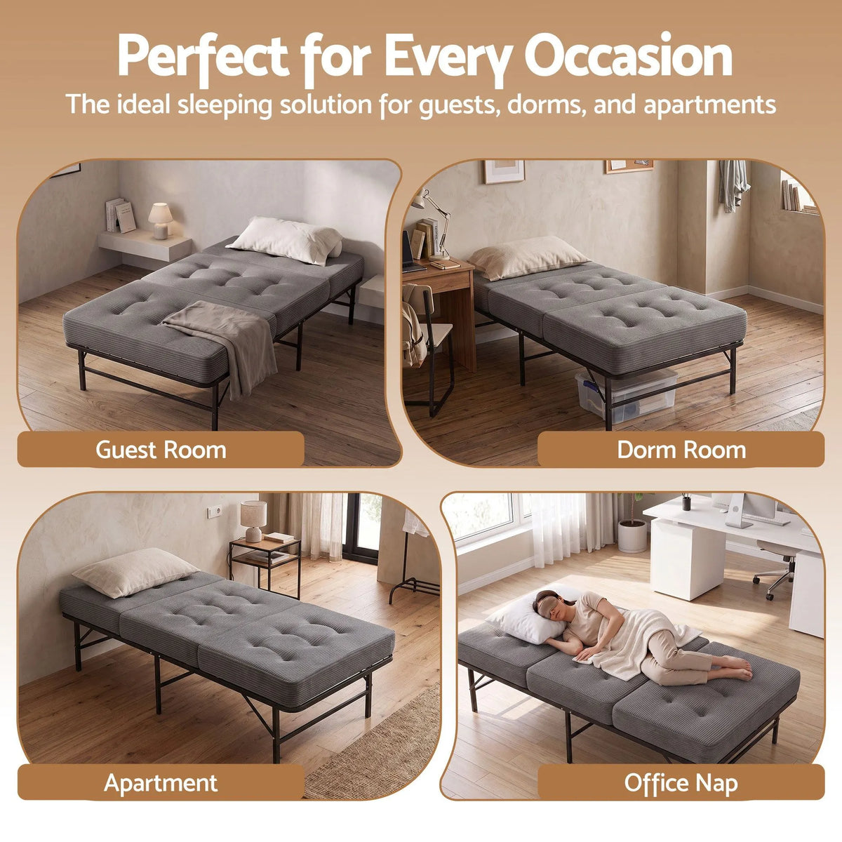 Giselle Single Folding Bed with Mattress Metal Frame Guest Bed 15cm Foam Foldable - Image 6