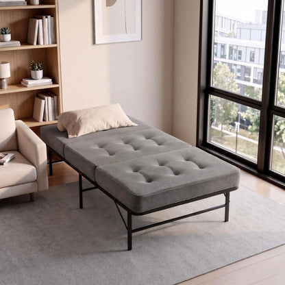 Giselle Single Folding Bed with Mattress Metal Frame Guest Bed 15cm Foam Foldable - Image 8