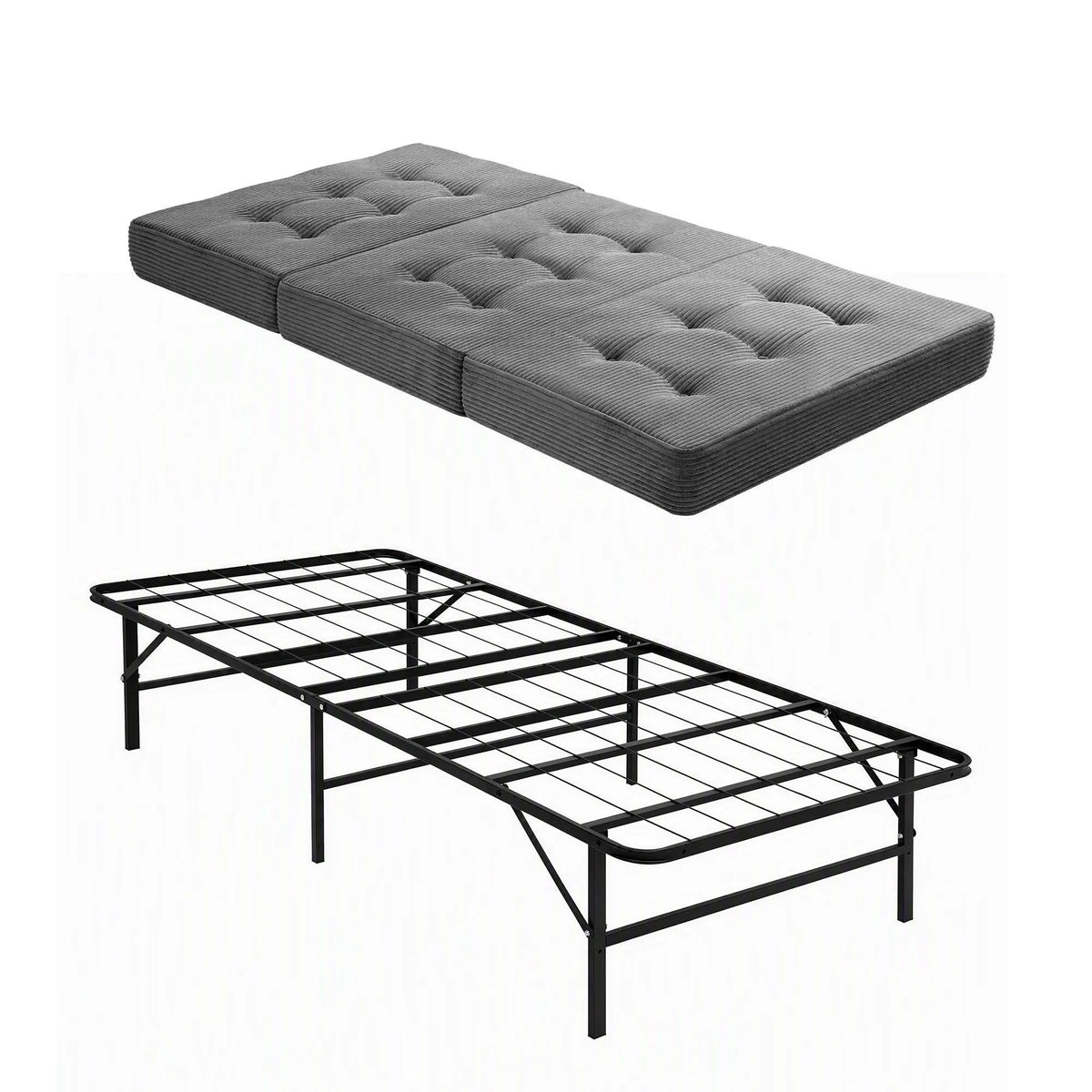 Giselle Single Folding Bed with Mattress Metal Frame Guest Bed 15cm Foam Foldable - Image 9