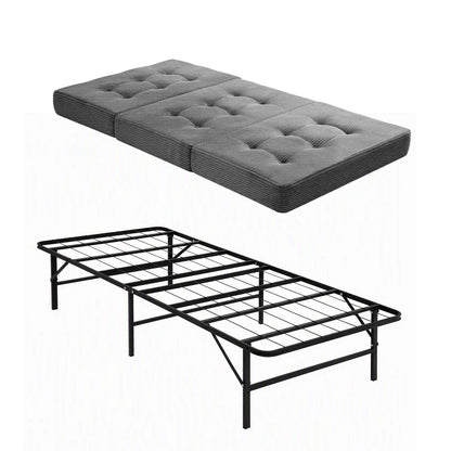 Giselle Single Folding Bed with Mattress Metal Frame Guest Bed 15cm Foam Foldable - Image 9