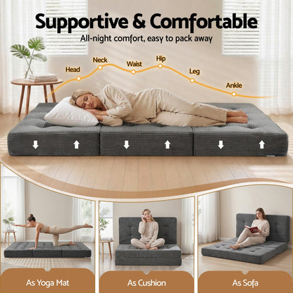 Giselle Double Folding Mattress 15cm Foldable Foam Portable Guest Sofa Bed Camping Mat - Image 5