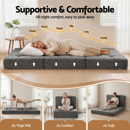 Giselle Single Folding Mattress 15cm Foldable Foam Portable Guest Sofa Bed Camping Mat - Image 5