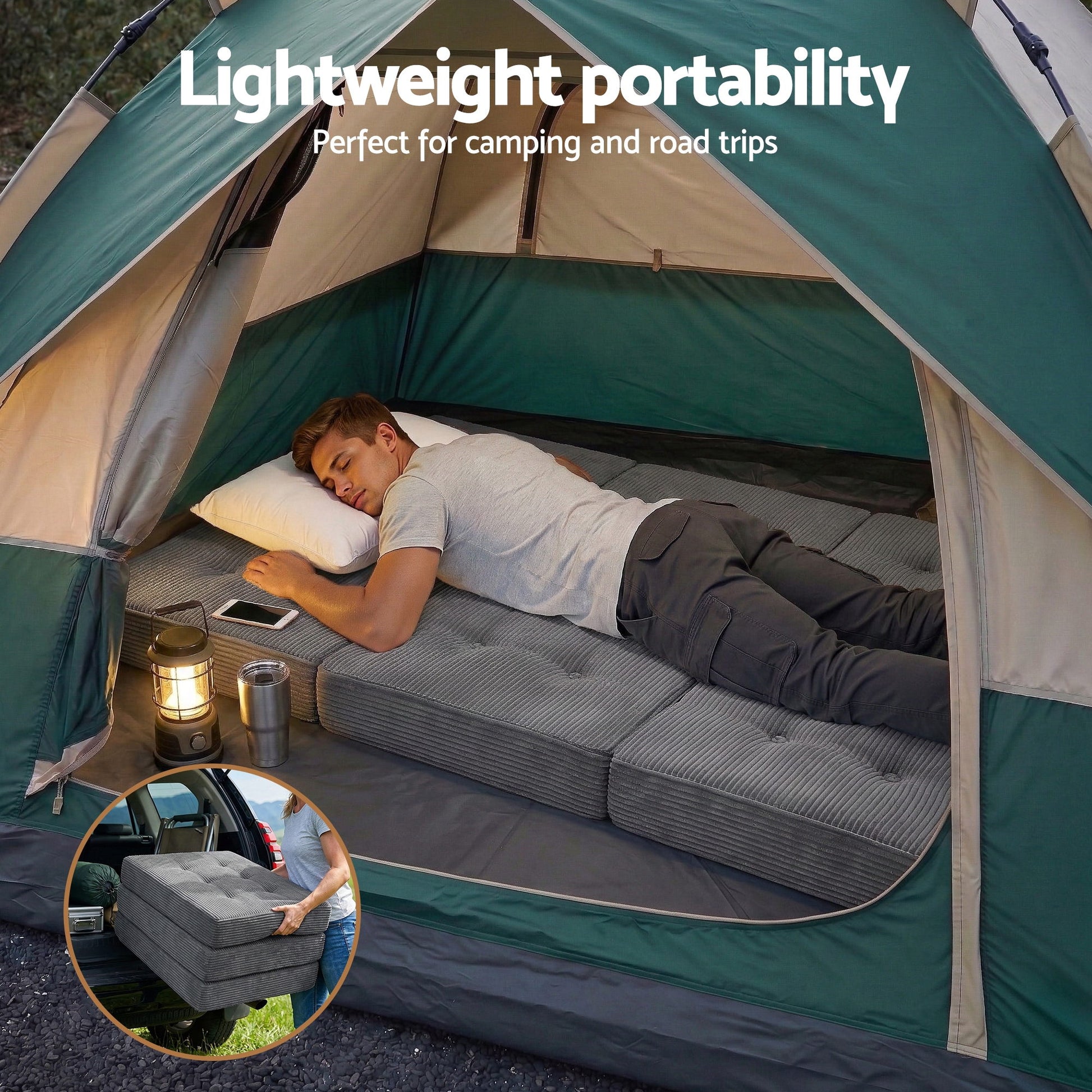 Giselle Single Folding Mattress 15cm Foldable Foam Portable Guest Sofa Bed Camping Mat - Image 9