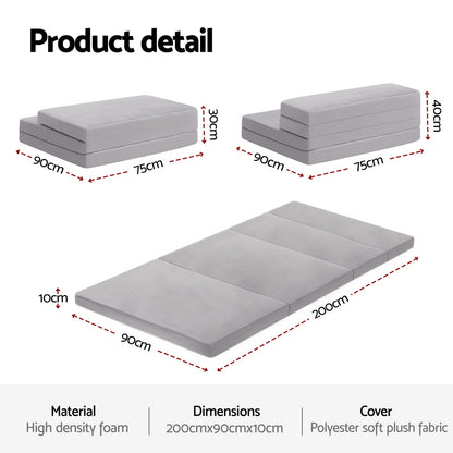 Giselle Foldable Mattress Folding Sofa Bed 4-fold Sleeping Camping Cushion Mat - Image 2