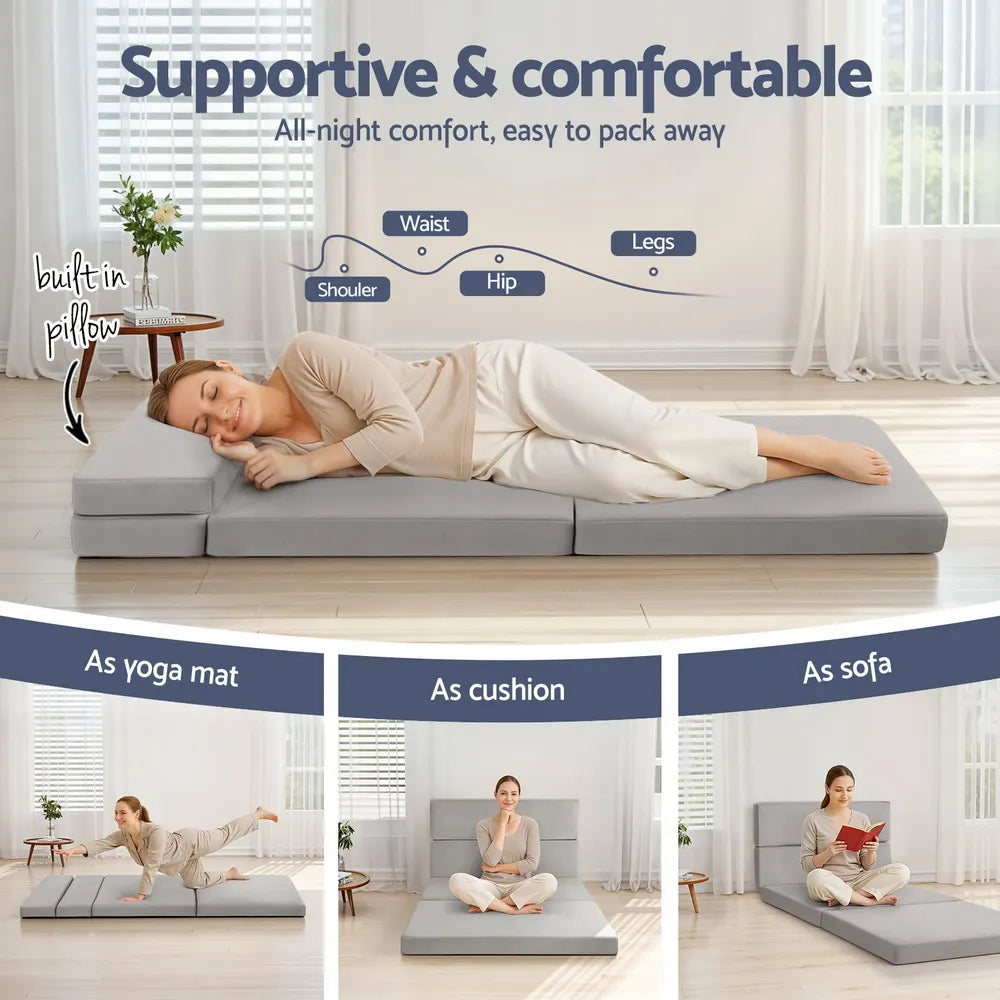 Giselle Foldable Mattress Folding Sofa Bed 4-fold Sleeping Camping Cushion Mat - Image 3