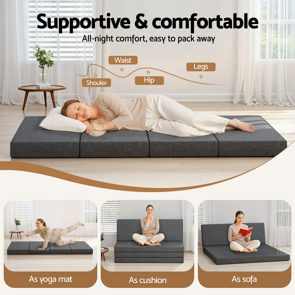 Giselle Bedding Foldable Mattress Folding Foam Mattresses Portable Mat Queen - Image 5