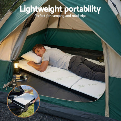 Giselle Folding Mattress 5cm Single Foldable Foam Bamboo Portable Camping Guest Bed Mat - Image 7