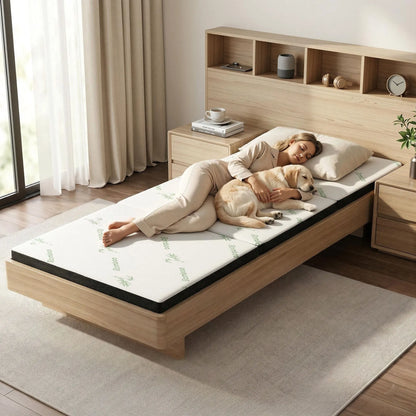 Giselle Folding Mattress 5cm Single Foldable Foam Bamboo Portable Camping Guest Bed Mat - Image 9