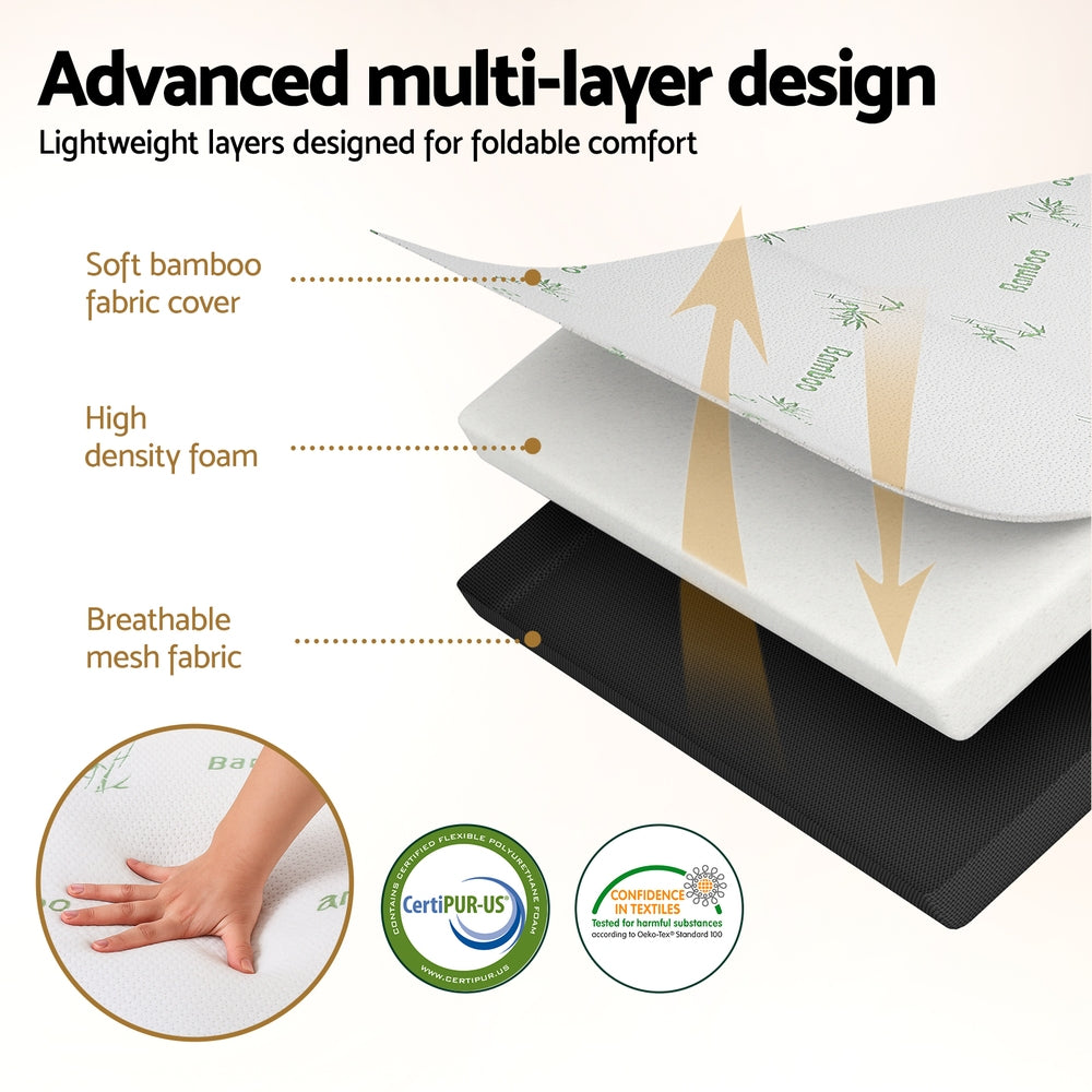 Giselle Foldable Mattress Folding Foam Mattresses Bamboo Queen - Image 5