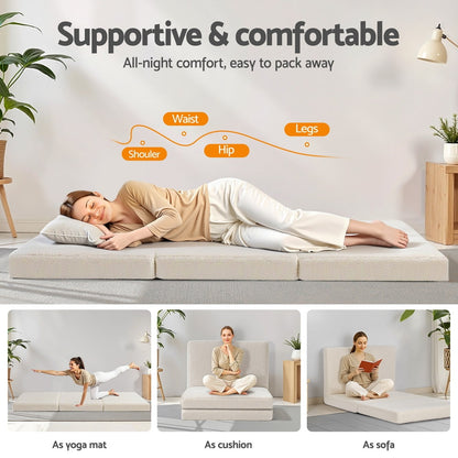 Giselle Bedding Foldable Mattress Fleece Portable 3-fold Folding Foam Mattresses - Image 4