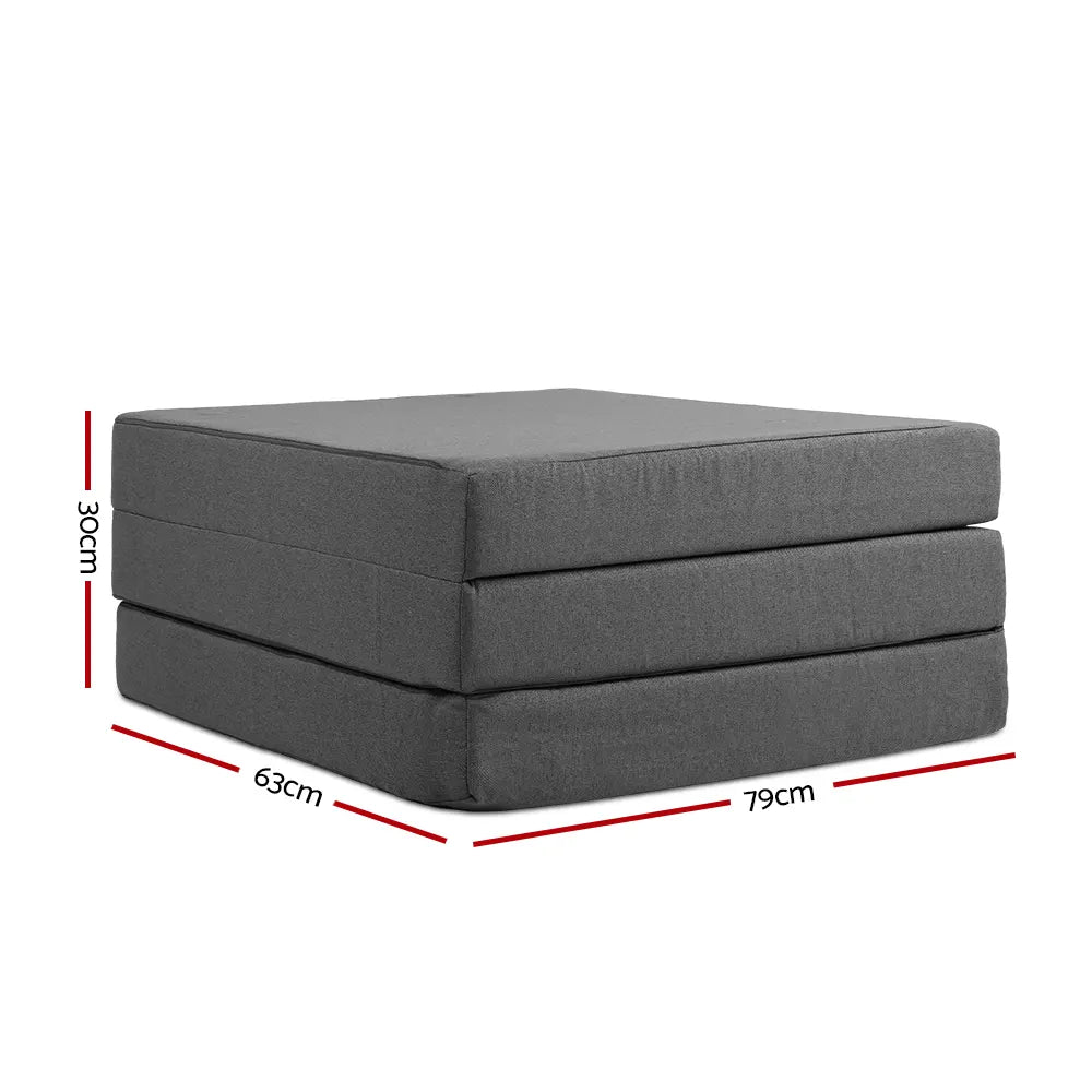 Giselle Bedding Foldable Mattress Folding Foam Bed Single Grey - Image 3