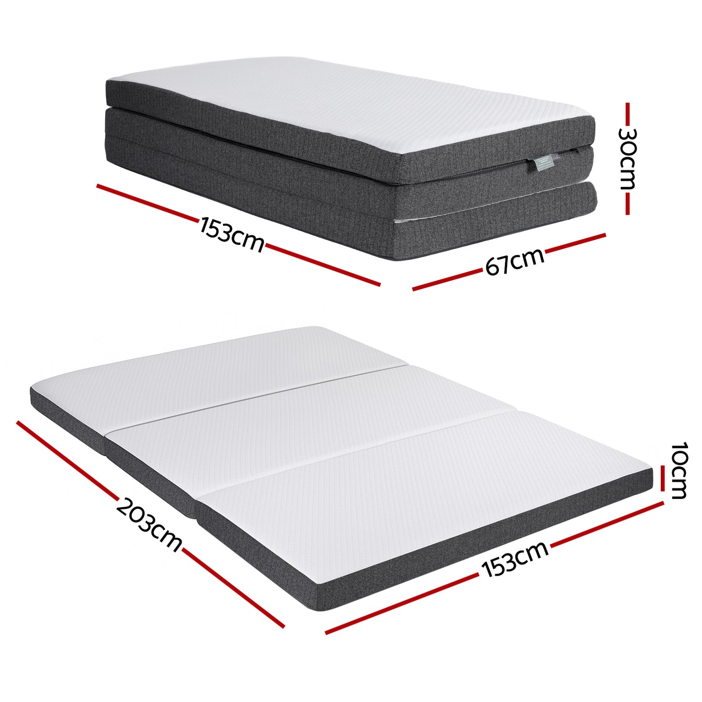 Giselle Bedding Foldable Mattress Folding Sofa Bed Tri-Fold Memory Foam Tencel Queen - Image 3
