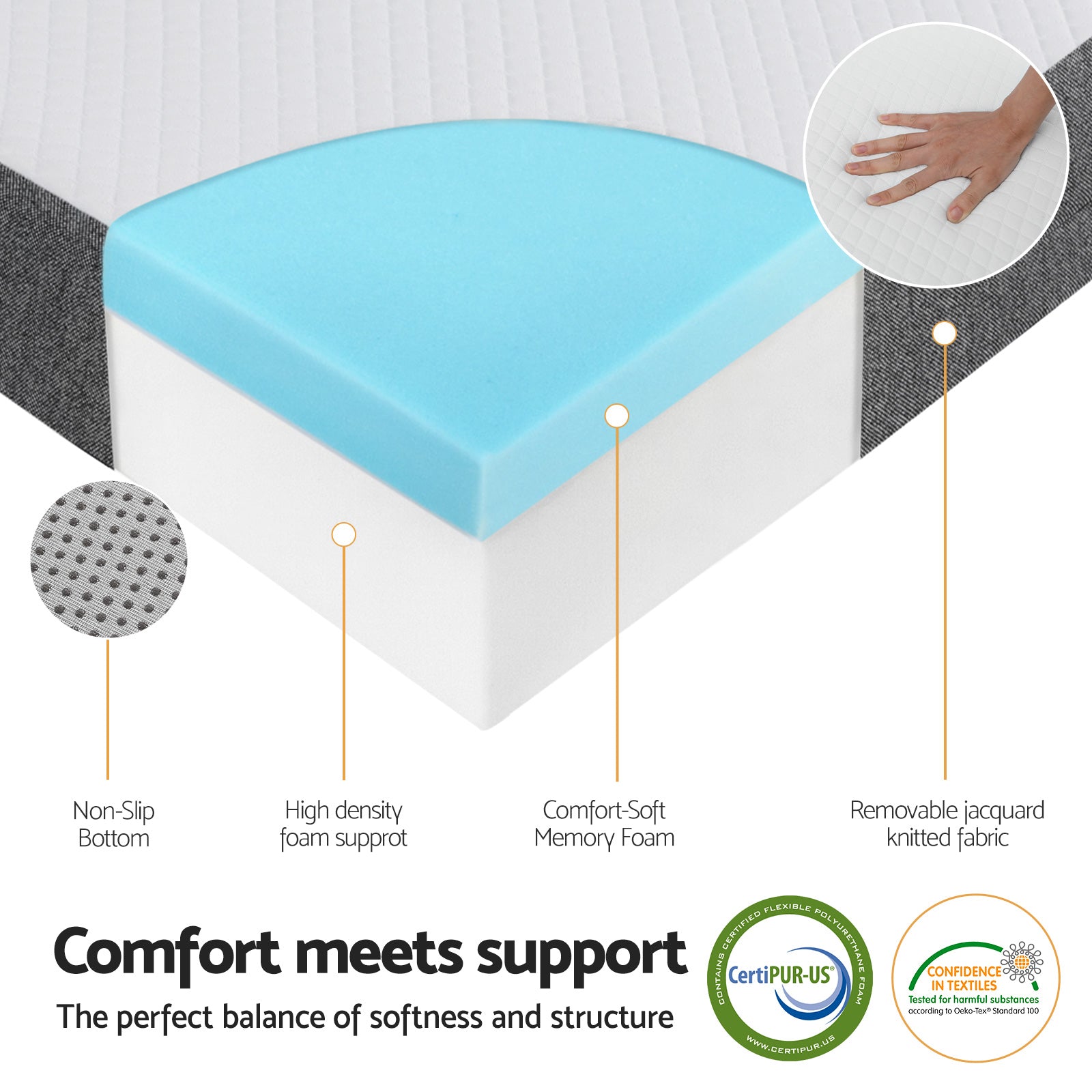 Giselle Bedding Foldable Mattress Folding Sofa Bed Tri-Fold Memory Foam Tencel Queen - Image 6