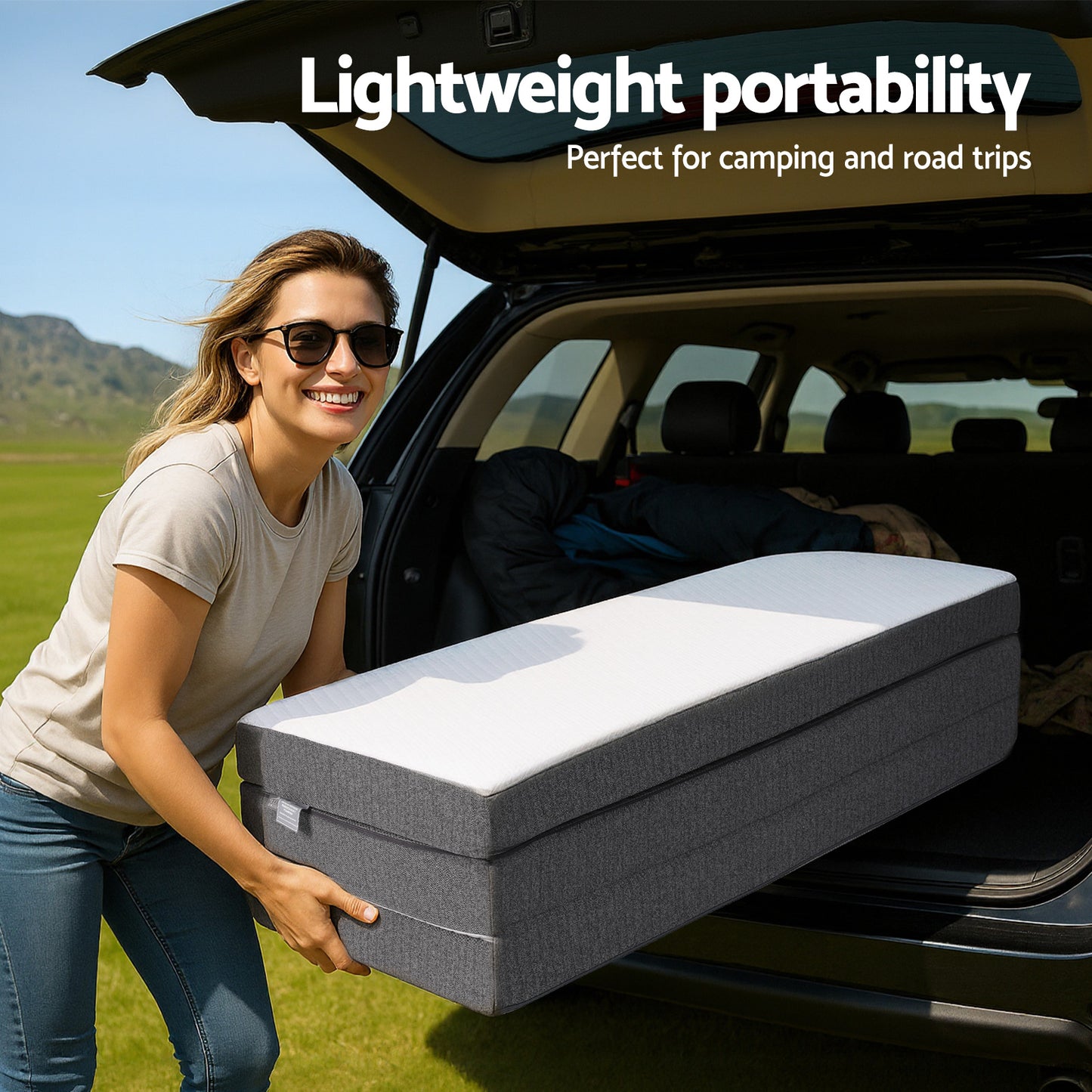 Giselle Bedding Foldable Mattress Folding Sofa Bed Tri-Fold Memory Foam Tencel Queen - Image 9