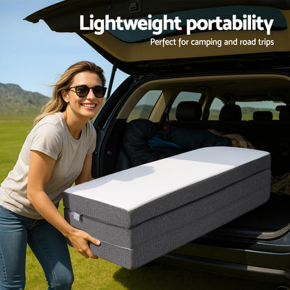 Giselle Bedding Foldable Mattress Folding Sofa Bed Tri-Fold Memory Foam Tencel Queen - Image 9
