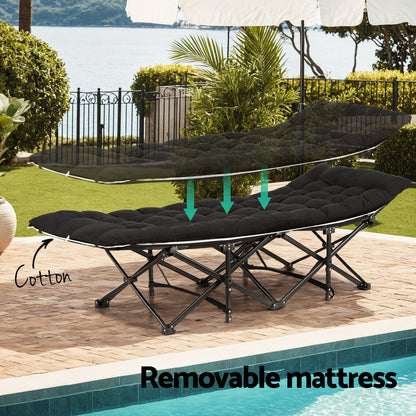 Artiss Folding Bed With Mattress Heavy Duty Black 185CM - Image 5