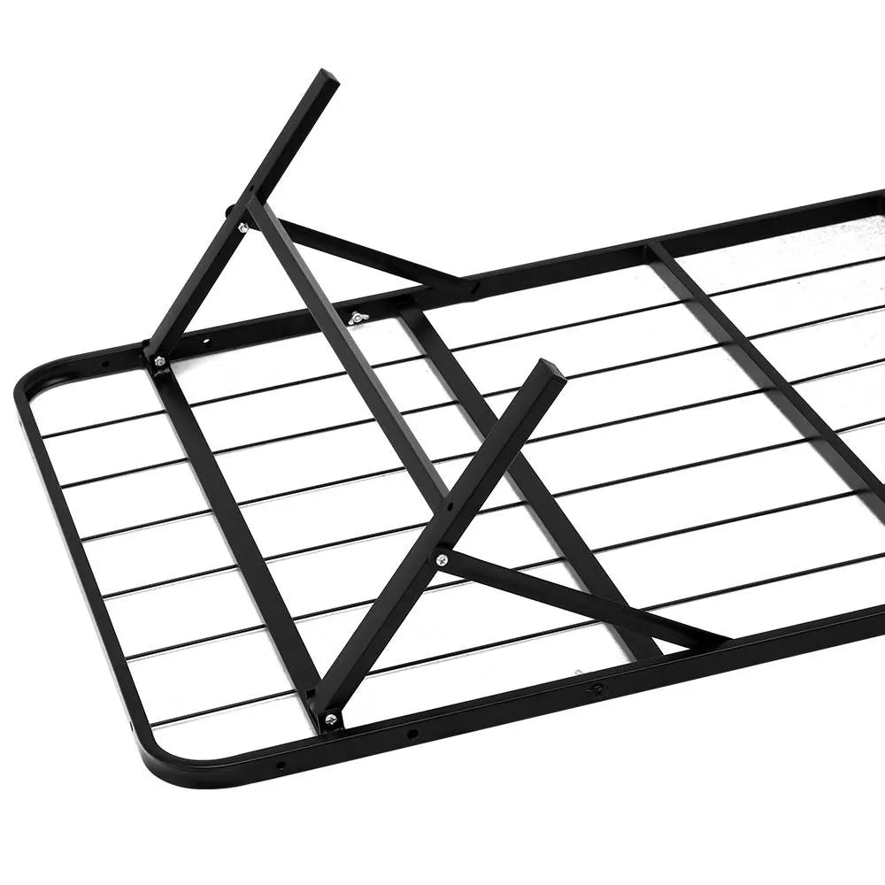 Artiss Folding Bed Frame Metal Base - Queen - Image 4