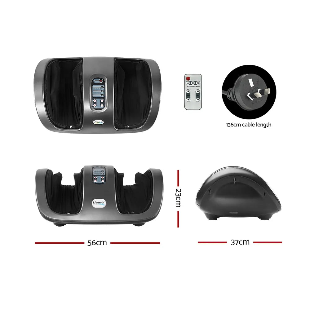 Livemor Foot Massager Shiatsu Massagers Electric Roller Kneading Leg Grey - Image 2