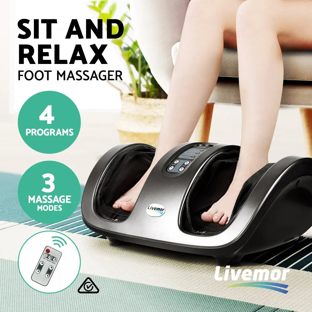 Livemor Foot Massager Shiatsu Massagers Electric Roller Kneading Leg Grey - Image 4