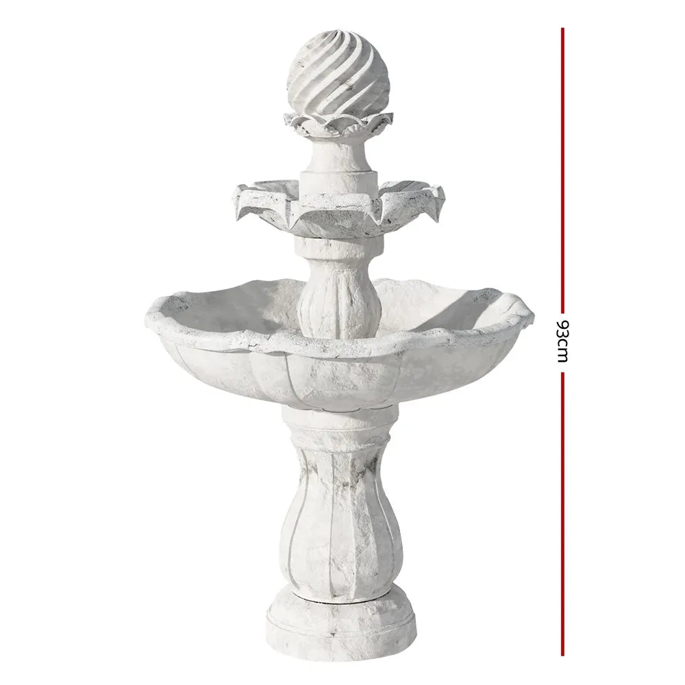Gardeon Solar Water Feature 3-Tier Fountain with Pump Kit Bird Bath 93CM Ivory - Image 2