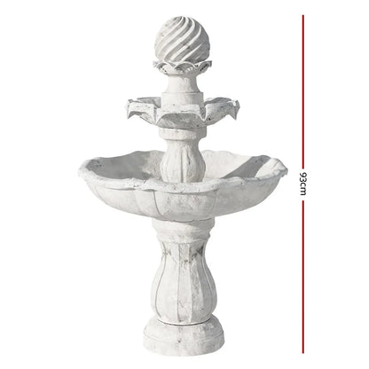 Gardeon Solar Water Feature 3-Tier Fountain with Pump Kit Bird Bath 93CM Ivory - Image 2
