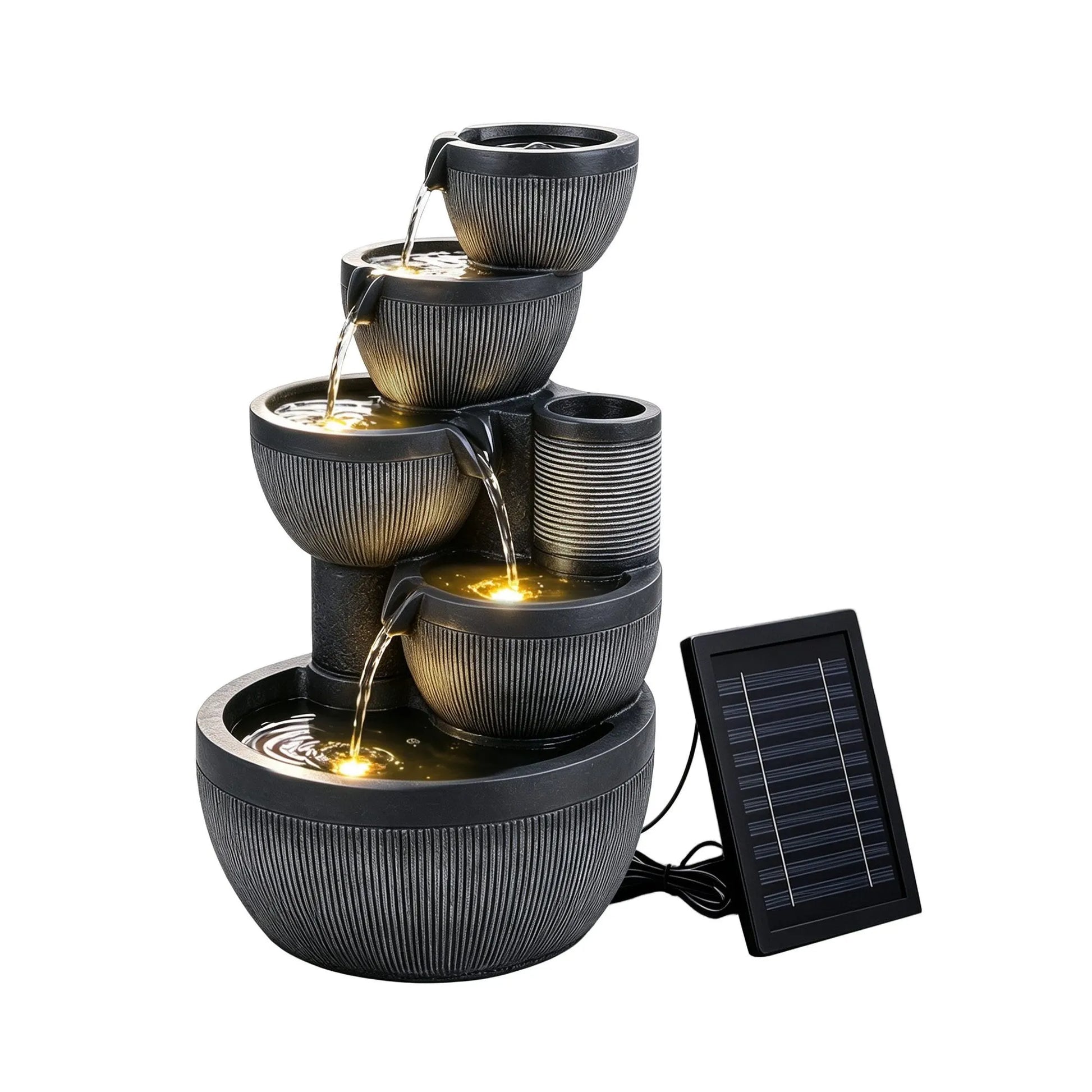 Gardeon Solar Fountain Water Feature 5-Tier Cascading Bowl Grey 51cm - Image 9