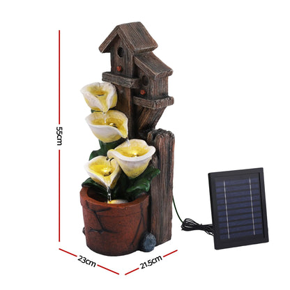 Gardeon Solar Fountains Water Features 4-Tier Cascading Flower Bowls 55cm - Image 2