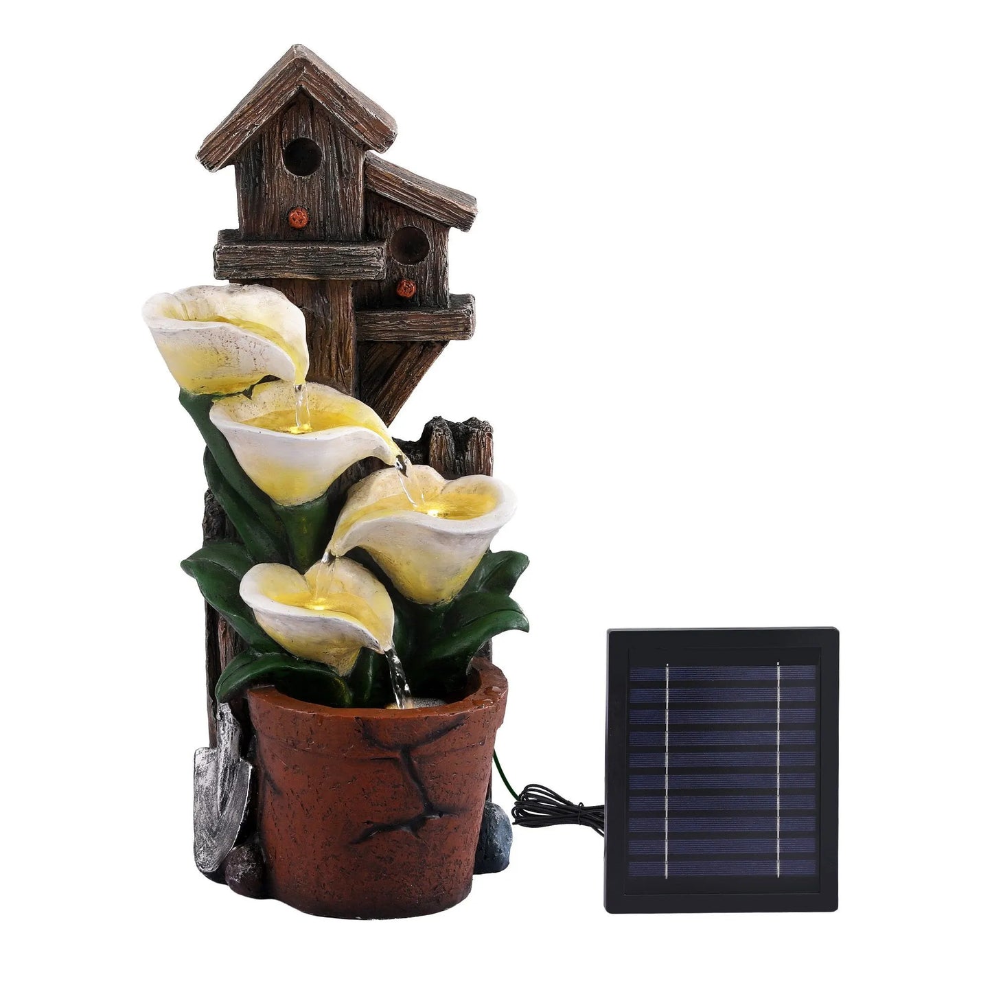 Gardeon Solar Fountains Water Features 4-Tier Cascading Flower Bowls 55cm - Image 3