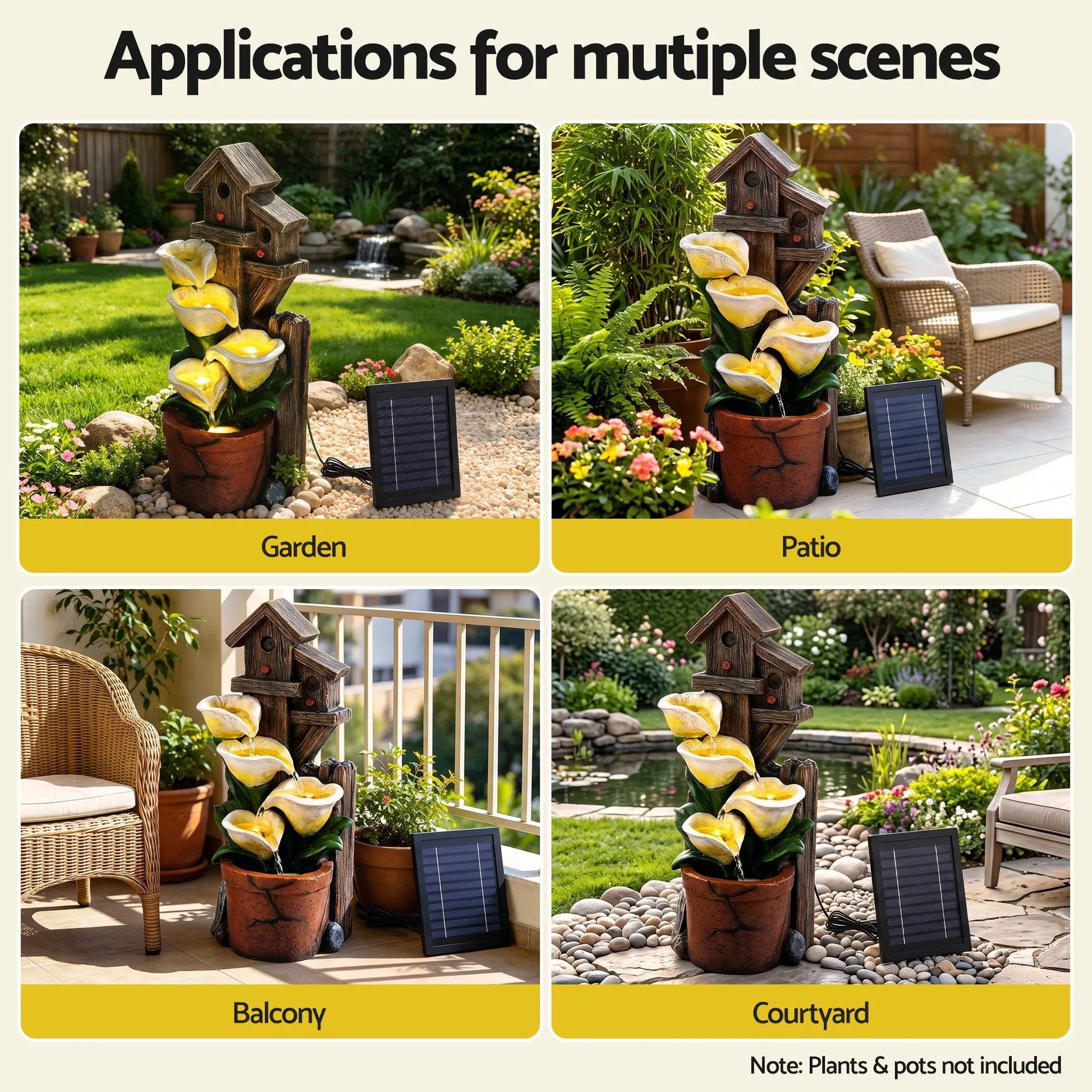 Gardeon Solar Fountains Water Features 4-Tier Cascading Flower Bowls 55cm - Image 7